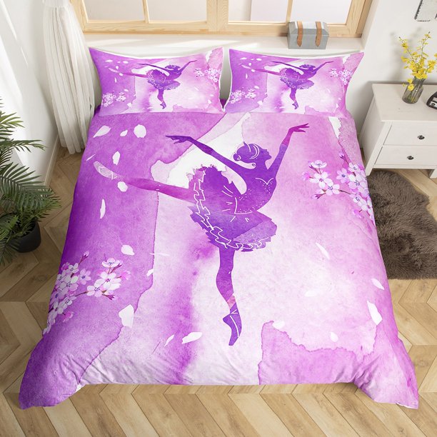 YST Dance Girl Duvet Cover Twin for Kids Teens Women,Marble Texture