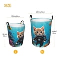 thumbnail image 3 of Fuzoiu Underwater Diving Cat Print Circular Hamper,Laundry Basket with Handle,Collapsible Laundry,Dirty Clothes Storage Basket,for Bedroom Bathroom Dorm Living Room-Small, 3 of 6