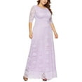 thumbnail image 6 of Eternatastic Womens Floral Lace 2/3 Sleeves Maxi Dress Evening Party Long Dress 4XL Purple, 6 of 6