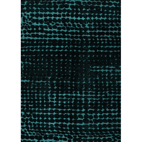 Ahgly Company Indoor Rectangle Abstract Turquoise Blue Modern Area Rugs, 2' x 3'