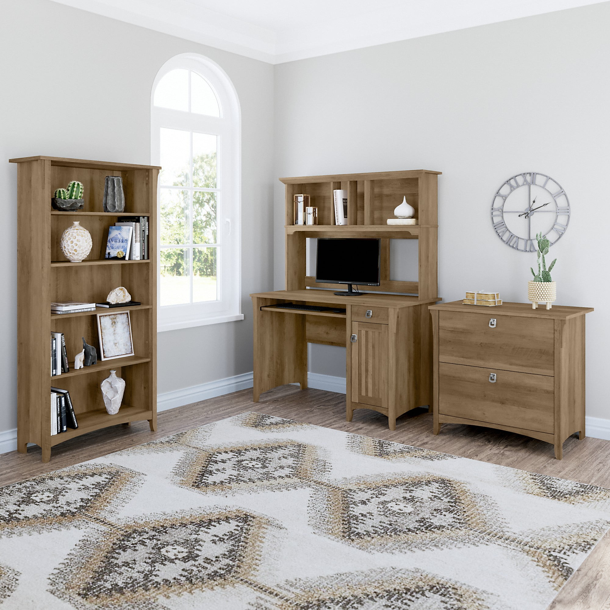 Bush Furniture Salinas Mission 48" Computer Desk and Hutch, Reclaimed Pine