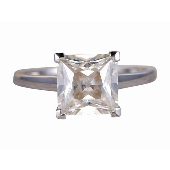 Classic Princess cut Solitaire 1 Ct Moissanite Engagement Ring with 18k Gold Plating