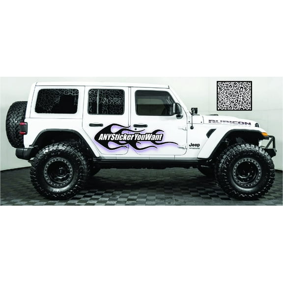 AnyStickerYouWant - Cheetah - Leopard Print Window Vinyl Decal Sticker Fits & Compatible with Almost All Jeeps Wrangler JL Jeep Gladiator JT ( Set of 2 FAR Rear Side Windows)