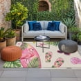 thumbnail image 2 of Summer Flamingo Outdoor Rug for Patio/Deck/Porch, Non-Slip Large Area Rug 4 x 6 Ft, Tropical Plants Botanical Floral Rustic Indoor Outdoor Rugs Washable Area Rugs, Camping Rug Carpet Runner, 2 of 8