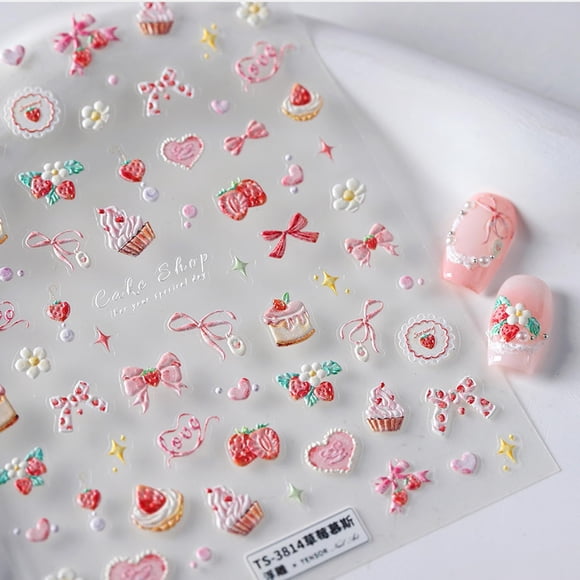 Pegatinas de uñas ZOAZJINAZ Valentine 3D autoadhesivas, 1 hoja