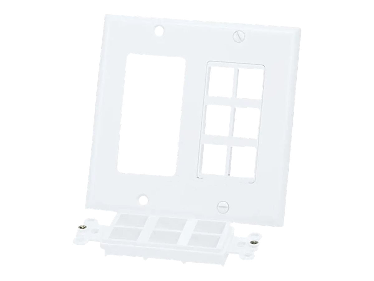 Monoprice 2Gang Wall Plate for Keystone, 12 Hole White