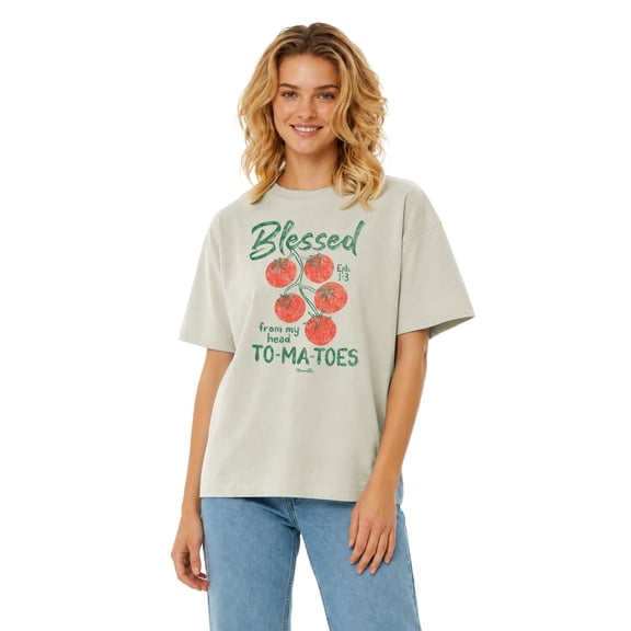 Blessed Girl Womens Short Sleeve T-Shirt To-ma-toes, Linen, SM