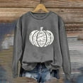 thumbnail image 2 of Arlun,Halloween Chandails en Molleton Citrouille 2025 Mode Automne Femmes Grande Taille Chandails à Lettres Imprimées Hauts Coupe Ample Confortables Col Rond Manches Longues Vêtements d'Extérieur Hauts Sans Capuche Gris P, 2 of 3