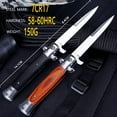thumbnail image 2 of Navaja plegable, navaja de bolsillo plegable con mango de madera, cuchillo de caza al aire libre, cuchillo de supervivencia al aire libre para cazar o acampar, 2 of 5