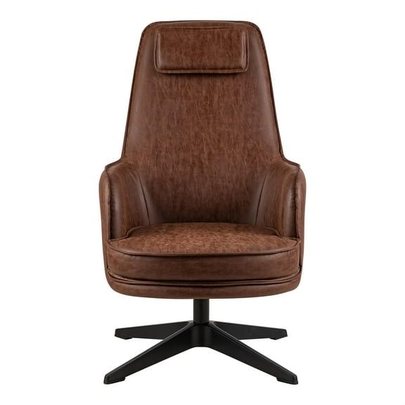 Furniture of America Alto Brown Faux Leather Accent Chair with Padded Headrest