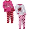 Baby Toddler Girl 4-Piece Valentines Day Tight Fit Pajamas