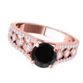 thumbnail image 3 of Aonejewelry 1.35 Ct. Halo Unique Design Black Diamond Engagement Ring Crafted In 14k Solid Rose Gold, 3 of 4