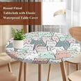 thumbnail image 3 of Cartoon Cat Round Tablecloth 55-60 Inch Round Fitted Table Cloth with Elastic Edge, Funny Cute Colorful Animal Pet Waterproof Table Cover Protector for Outdoor Picnic Party Dining, 3 of 6