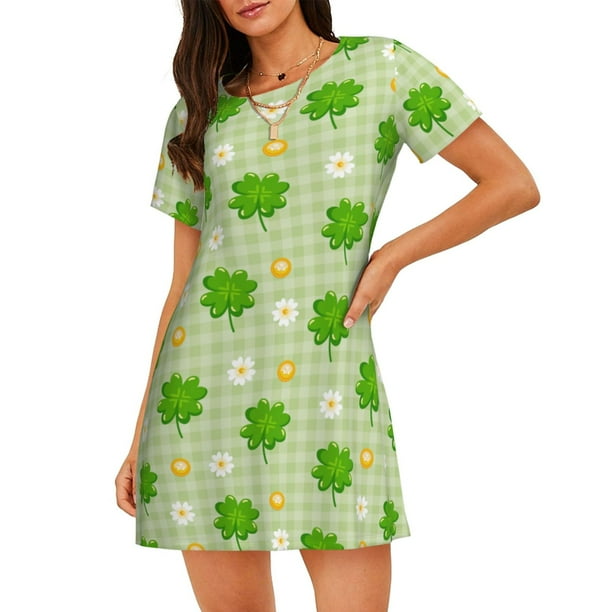 Disketp St Patrick's Day11 para Camisón Corto de Manga Corta para Mujeres, Camisón Cómodo con Escote Redondo, Bonito y Confortable