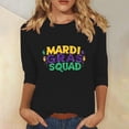 thumbnail image 1 of Xuyuer Carnival Celebration Printed Tee - Ladies' Casual Round Neck 3/4 Sleeve Loose T-Shirt for Festival Parades, Costume Parties, Colorful Street Style Wear & Masquerade Themed Outfits, 1 of 5