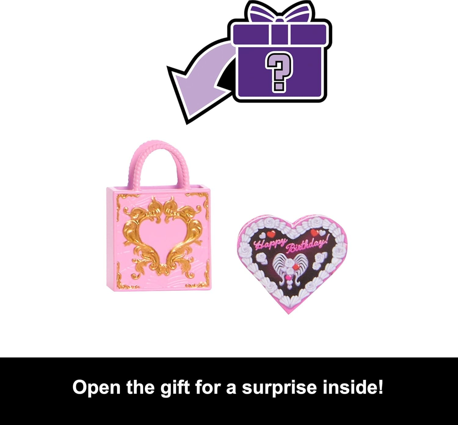 Monster---High Scary Sweet Birthday Doll, Cupid Asteria in Pink and Red Party Dress with Themed Accessories Like Invite, Balloon, Gift and More