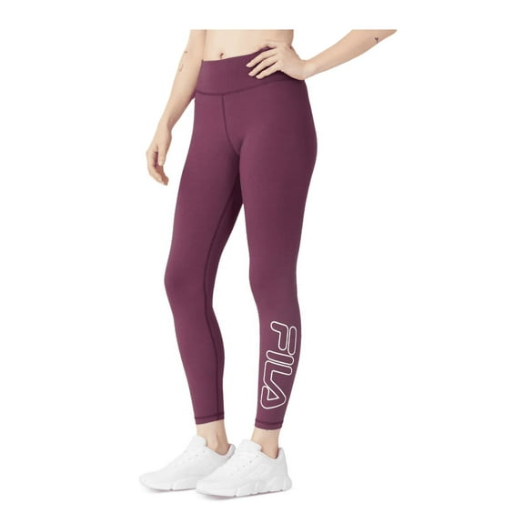 Fila Womens  Plus Size Strut Mid-Rise Logo 7/8-Leggings, Maroon, 2X