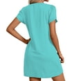 thumbnail image 2 of CALIPESSA Beach Summer Dress for Women Fashion V Neck Petal Sleeve T Shirt Mini Dresses Turquoise Blue L, 2 of 5