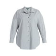thumbnail image 2 of Terra & Sky Women's Plus Size Poplin Boyfriend Shirt, Sizes 0X-5X, 2 of 5