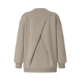 thumbnail image 5 of BaoFuBaoMei Crew Neck Sweatshirt Women Plus Size Long Sleeve Ribbed Trim Pullover Tops Solid Drop Shoulder Fall Winter Outfit, 5 of 5