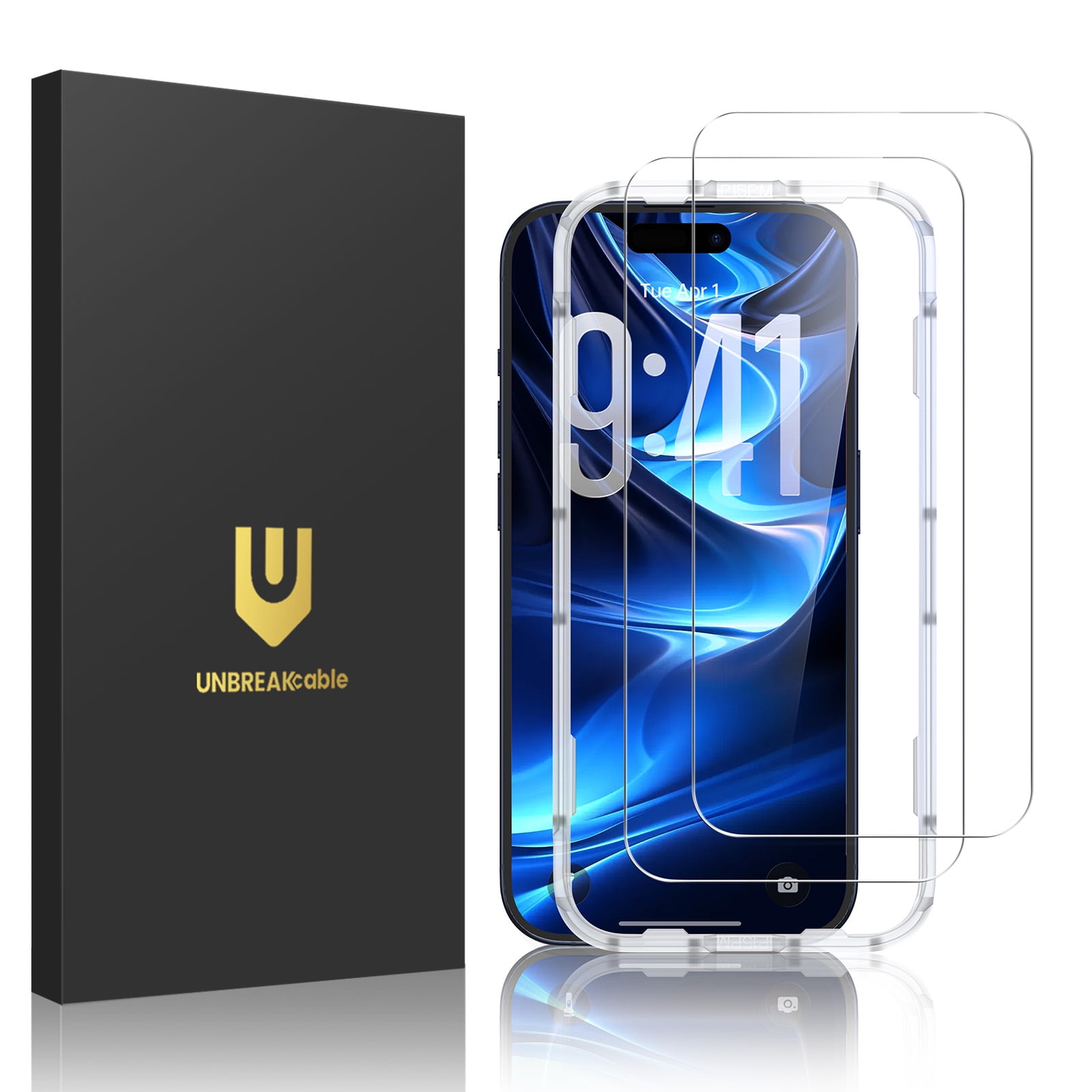 UNBREAKcable for iPhone 17 Pro Screen Protector 2 Pack, 9H Anti-Scratch Tempered Glass, Bubble-Free Install with Alignment Frame, Case Friendly
