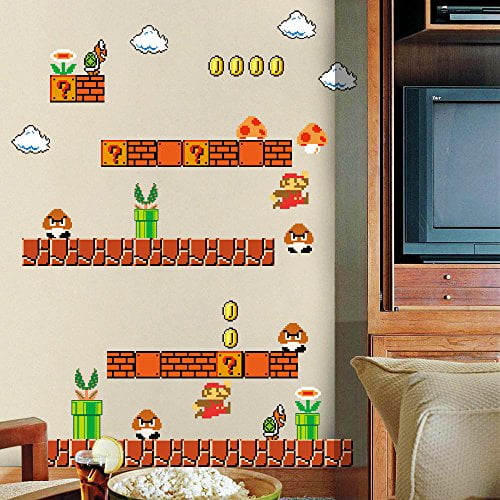 HomeEvolution Giant Super Mario Build a Scene Peel and Stick Wall Decals Stickers for Kids Boys