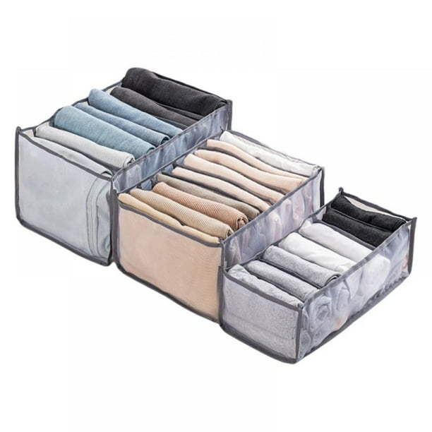 7 Grids Washable Wardrobe Clothes Organizer, Jeans Compartment Storage Box Foldable Closet