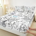 thumbnail image 3 of Feelyou Love Music Twin Sheet Sets, White Black Twin Fitted Sheet, Guitar Piano Drum Flat Sheet, Super Cozy Room Decoration, 3-Piece, 3 of 7