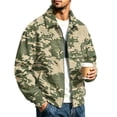 thumbnail image 3 of CCRFTGI Corduroy Jackets for Men Bomber Full Zip Casual Vintage Long Sleeve Lapel Collar Camo Work Fall Fashion Coats for Men Green L, 3 of 8