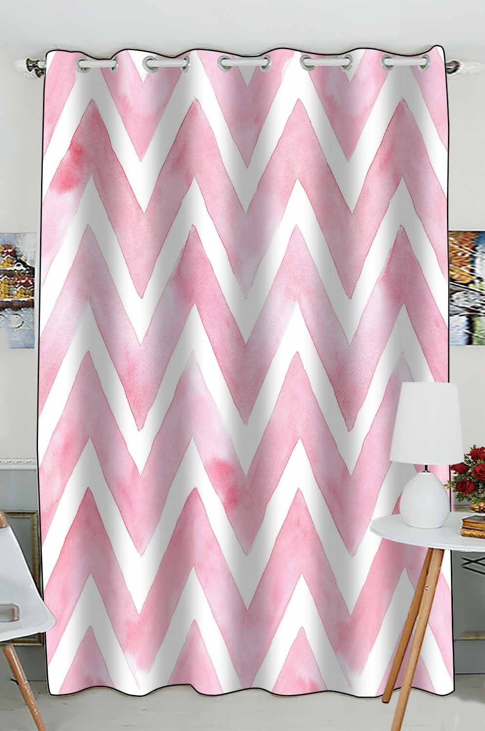 ABPHQTO Chevron Pink Color White Grommet Blackout Curtain Room