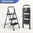 thumbnail image 3 of Goplus Folding Step Ladder Portable 3 Step Ladder with Safety Handrails & Anti-slip Pedals, 3 of 10