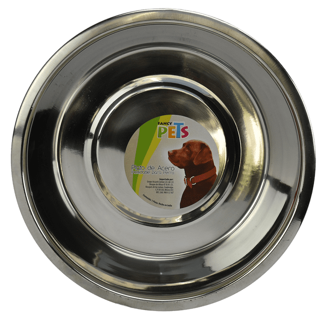 Plato de Acero Fancy Pets con Base Antiderrapante 96 oz