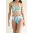 thumbnail image 2 of Zin Swim High Waist Bikini Sets for Women, Scoop Neck Tropical Beach Bathing Swimsuit, Blue, 2 of 3