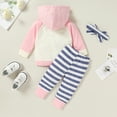 thumbnail image 3 of Tiny Cutey Baby Girls Winter Clothes Set Long Sleeve Striped Hoodie Sweatshirt Pants Outfit for Newborn Infant Toddler Babies for 0-3 Months, 3 of 7
