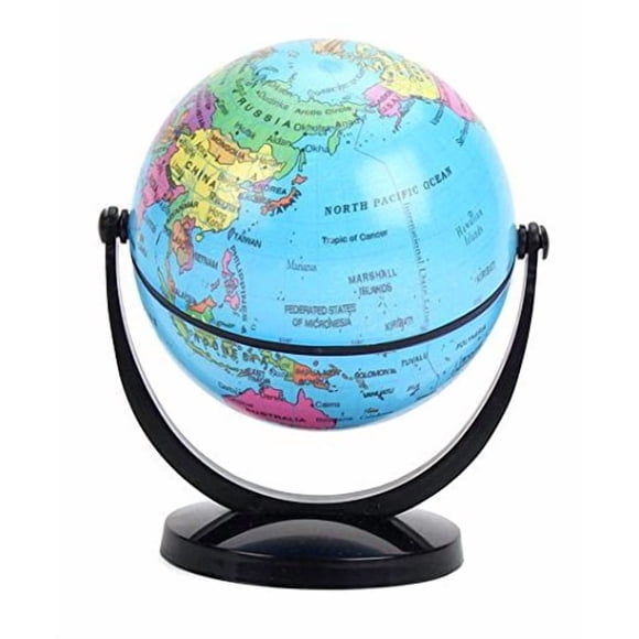 Globe Rotatif 360° Autour de 2 Axes, Surface Laminée en Arc et Base, Carte Politique, Lot de 1