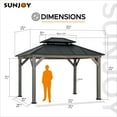 thumbnail image 3 of SUNJOY 10 x 12 ft. Wood Gazebo, Outdoor Patio Steel Hardtop Gazebo, Cedar Framed Wooden Gazebo with 2-Tier Metal Roof, Suitable for Patios, Lawn and Backyard, Matte Black Roof + Gray Wood Frame, 3 of 11