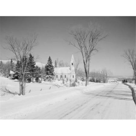 USA New Hampshire Jefferson Highway 2 & Church Poster Print - 18 x 24 in.