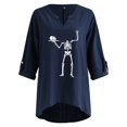 thumbnail image 5 of De Camisa tipo cárdigan con cuello en V y botones y estampado informal para mujer, manga larga, para Halloween, 5 of 5
