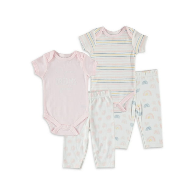 Chick Pea Baby Girl 4 PC Jogger Set, Sizes Newborn9 Months