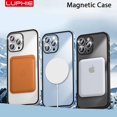 thumbnail image 7 of Dteck Case for iPhone 13,Luxury Metal Aluminum Bumper Case Magnetic MagSafe Matte PC Back Cover with Diamond Tempered Glass Camera Lens Protector,Blue, 7 of 7