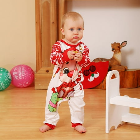 

Jialili Able Christmas Print Family European And American Pajamas Parent-Child Suit Baby Red 18M