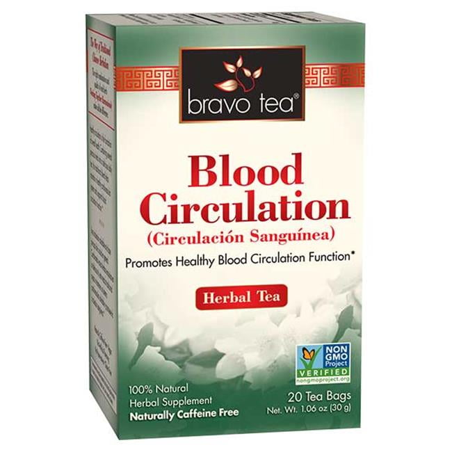 Bravo Tea, Blood Circulation Herbal Tea Bags, Naturally Caffeine Free, 20 Count, 1 Pack
