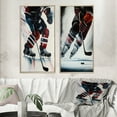 thumbnail image 1 of Designart "Game Face on the Hockey Rink II" Sport Hockey Framed Wall Art Set Of 2 - Red Sports Gallery Wall Frame Set For Home Decor, 1 of 6