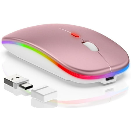 Bluetooth LED 2.4G Wireless Mouse Luminous Slim Design for Laptop – Rose Gold