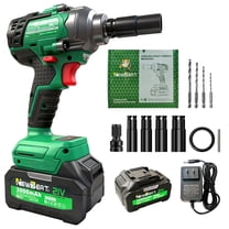 NEWBEAT Cordless Impact Wrench Set, 1/2 inch Impact Gun, 550 N.m Torque, 21V Brushless, 2400 RPM Variable Speeds for Car Home DIY, Tire Removal Tool