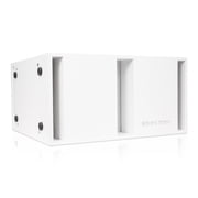 Sound Town Dual 12" 2400W Powered PA Folded Horn Subwoofer with Speaker Output, DSP, TWS Bluetooth for Lounge, Club, Bar, Theater, House of Worship, Birch Plywood, White (CARME-212SWPW1.1)