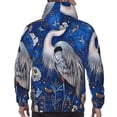 thumbnail image 7 of Pofeuu Blue Heron Floral Garden Print Mens Casual Hooded Collar Drawstring Hoodies Pullover Sweatshirts Casual Long Sleeve Shirts-Medium, 7 of 7
