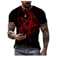 thumbnail image 1 of Summer Creative Pentagram Pattern 3D Printing Men's T-shirt Personality Short-sleeved Street Trend Quick-drying O-neck Loose Top, 1 of 5