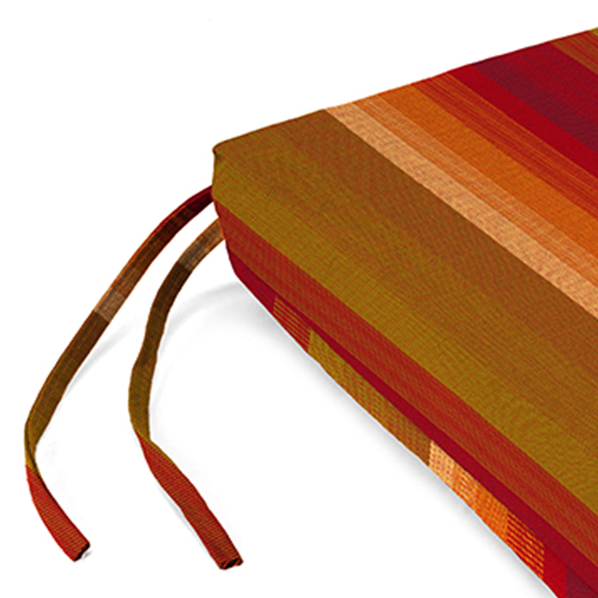 Jordan Manufacturing Sunbrella 17" x 19" Astoria Sunset Burgundy Stripe Rectangular Outdoor Chair Pad Seat Cushion with Ties (2 Pack)