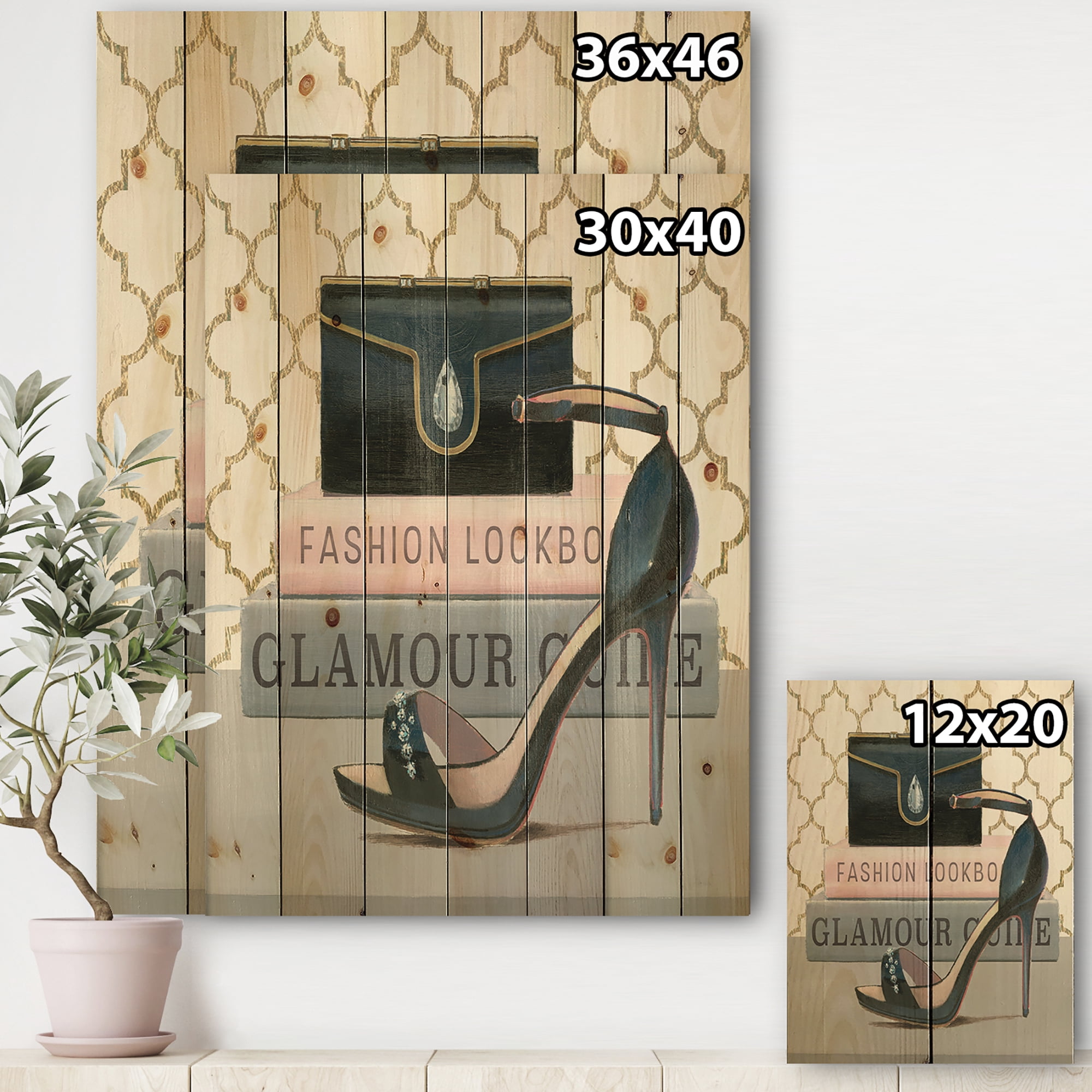 Designart 'Glam and Fashion High Heels VI' Posh & Luxe Print on Natural Pine Wood